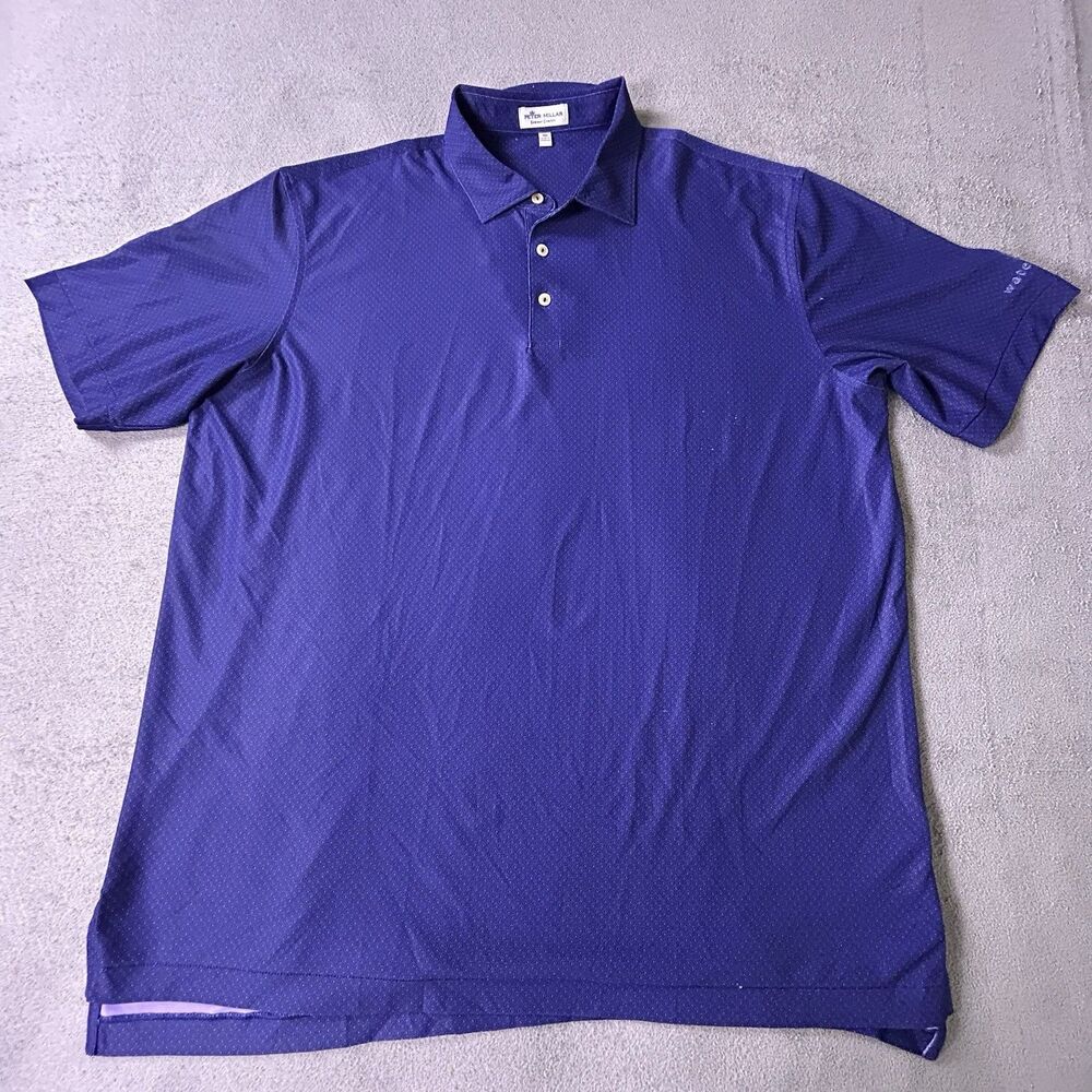 Peter Millar Golf Polo Shirt Mens XL Purple Geometric Summer Comfort Performance